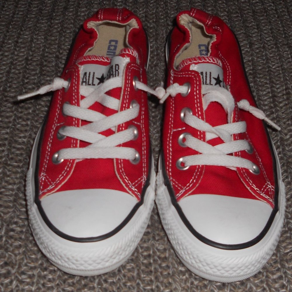 Converse Red and White Women's Sneakers - Picture 2 of 14